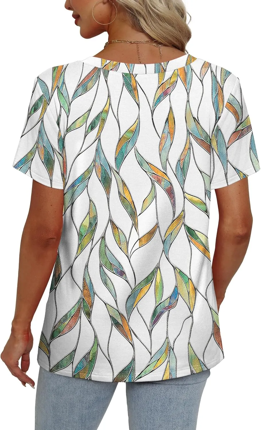 Alaroo Womens Summer Tops 2025 V Neck Short Sleeve Shirts Trendy Dressy Casual Vacation Outfits Printed