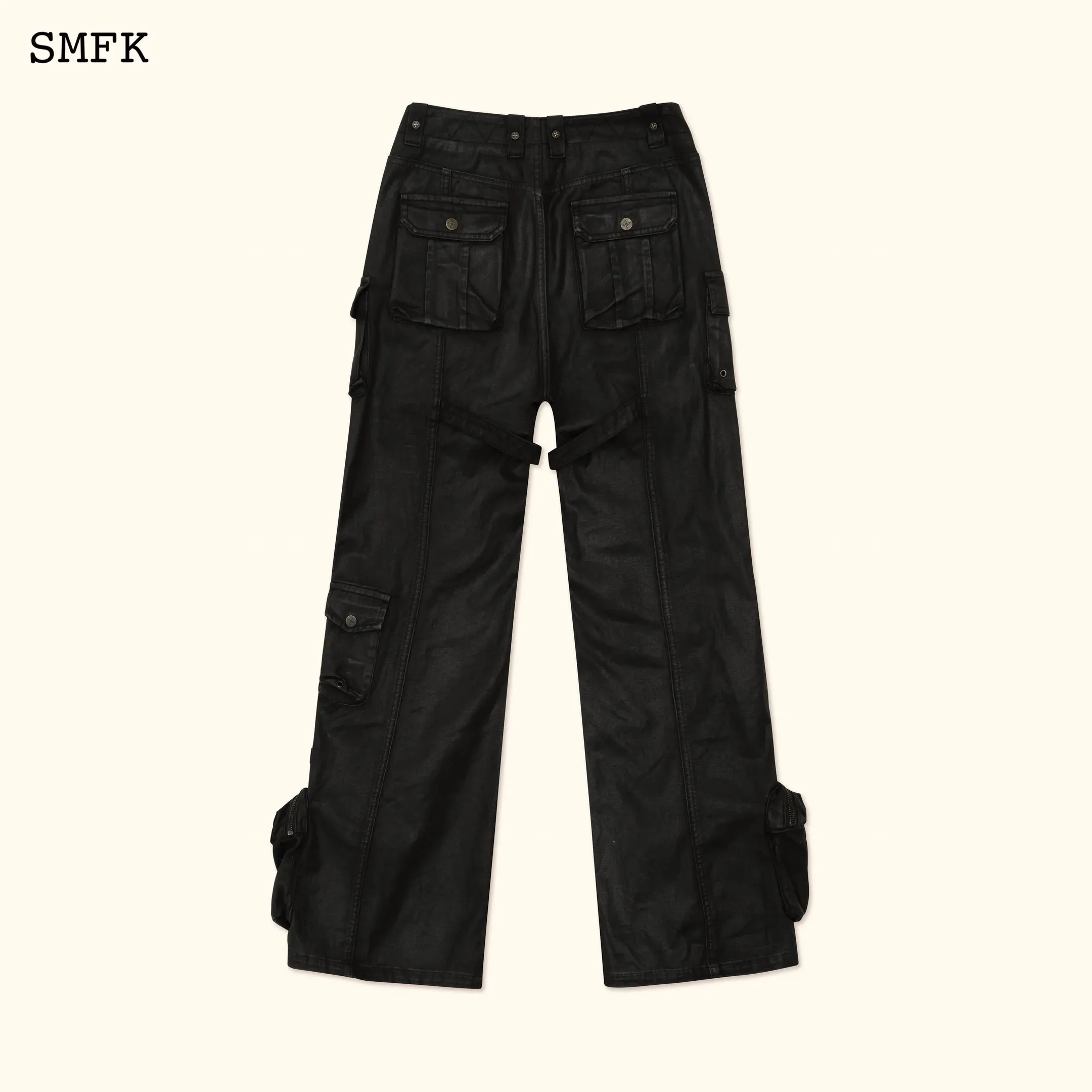 Ancient Myth Black Panther Waxed Flared Pants