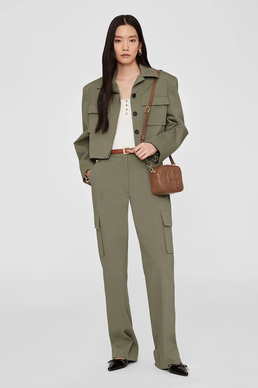 Anine Bing Dayton Cargo Pant in Olive