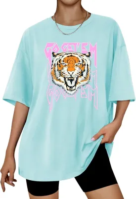 Aoang Graphic Tshirts Oversized Womens Summer Crewneck Short Sleeve Tee Shirt Blouse Tops
