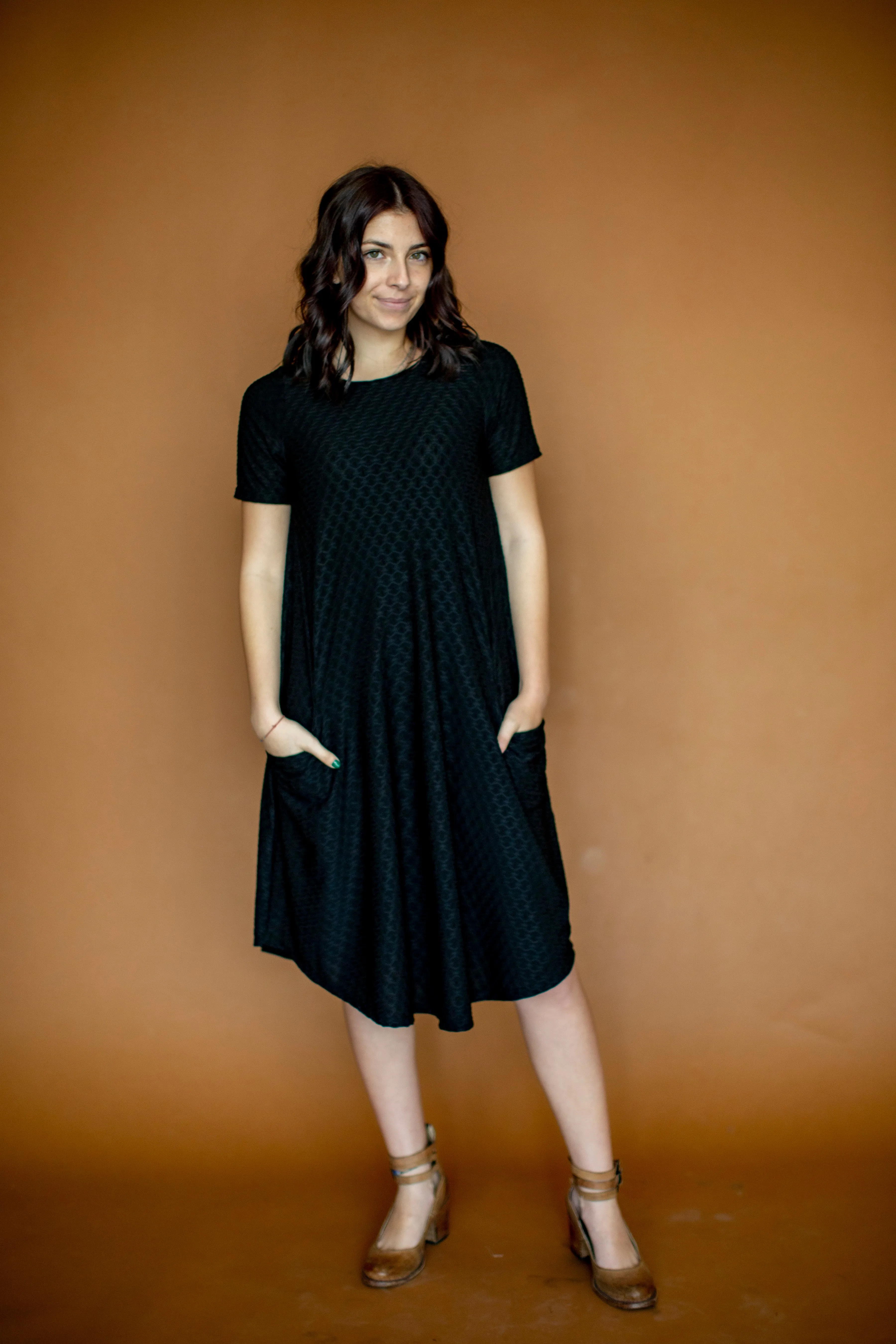 April Dress Black Embossed