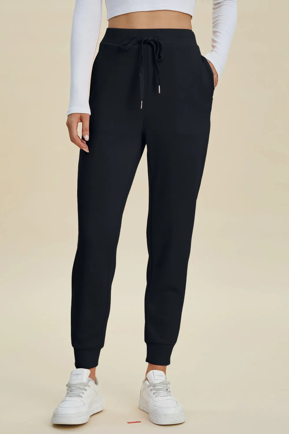 BELLE Basics Full Size Air Scuba Drawstring High Waist Joggers
