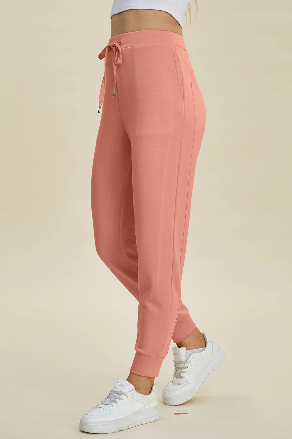 BELLE Basics Full Size Air Scuba Drawstring High Waist Joggers