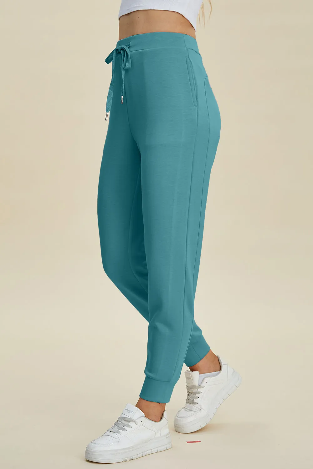 BELLE Basics Full Size Air Scuba Drawstring High Waist Joggers