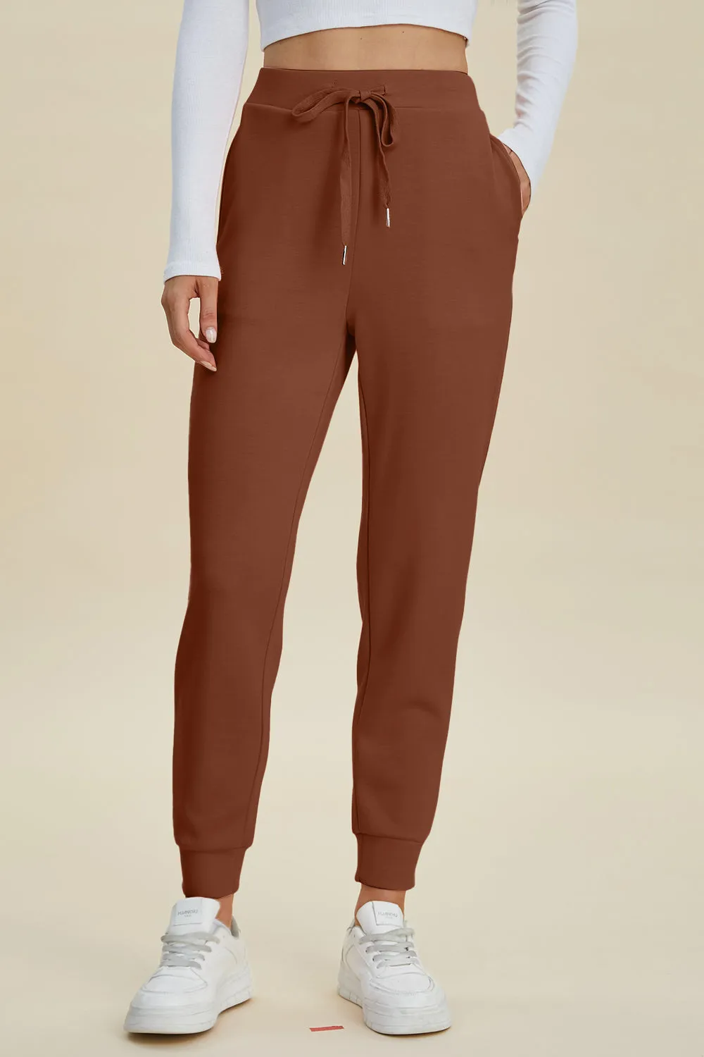 BELLE Basics Full Size Air Scuba Drawstring High Waist Joggers