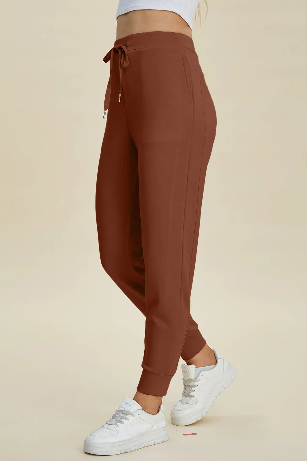 BELLE Basics Full Size Air Scuba Drawstring High Waist Joggers