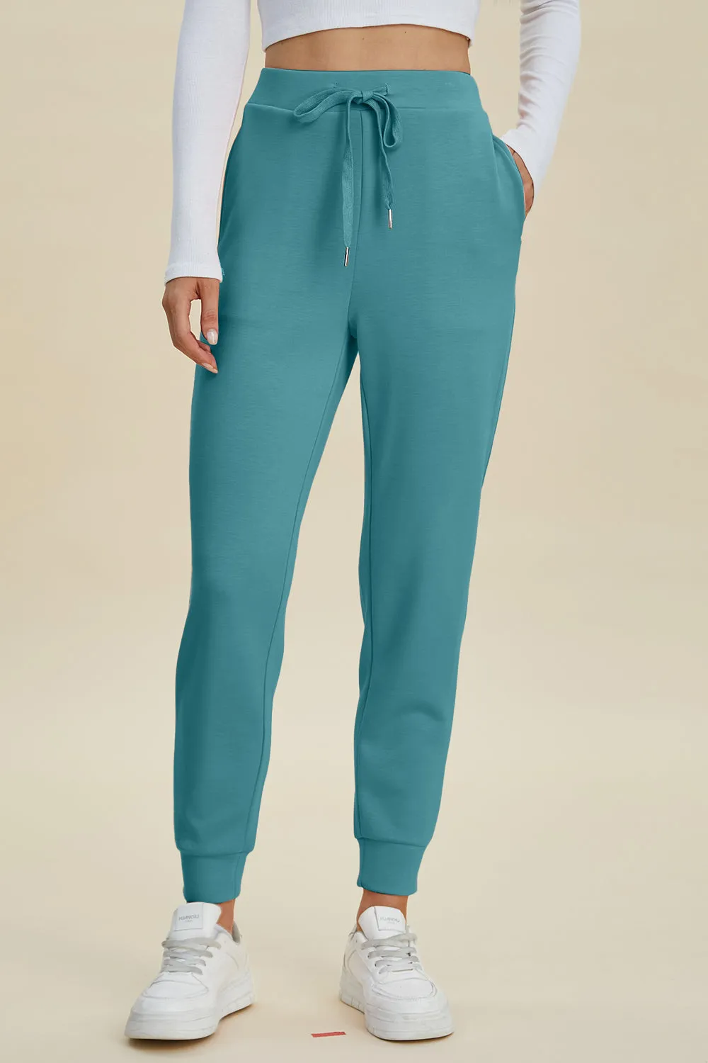 BELLE Basics Full Size Air Scuba Drawstring High Waist Joggers