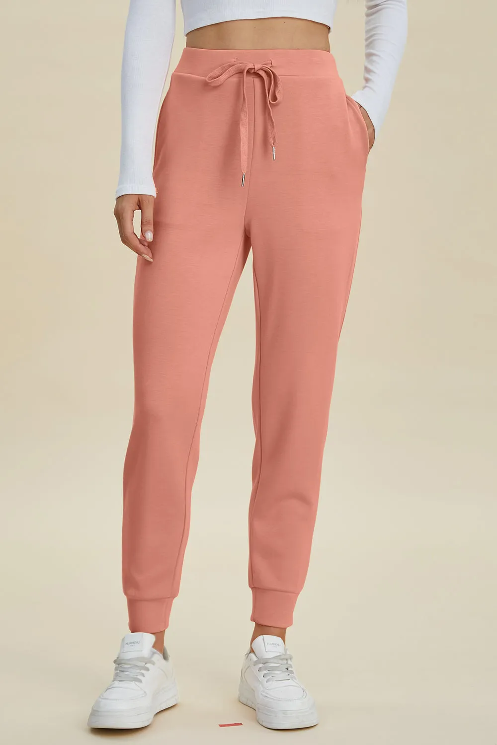 BELLE Basics Full Size Air Scuba Drawstring High Waist Joggers