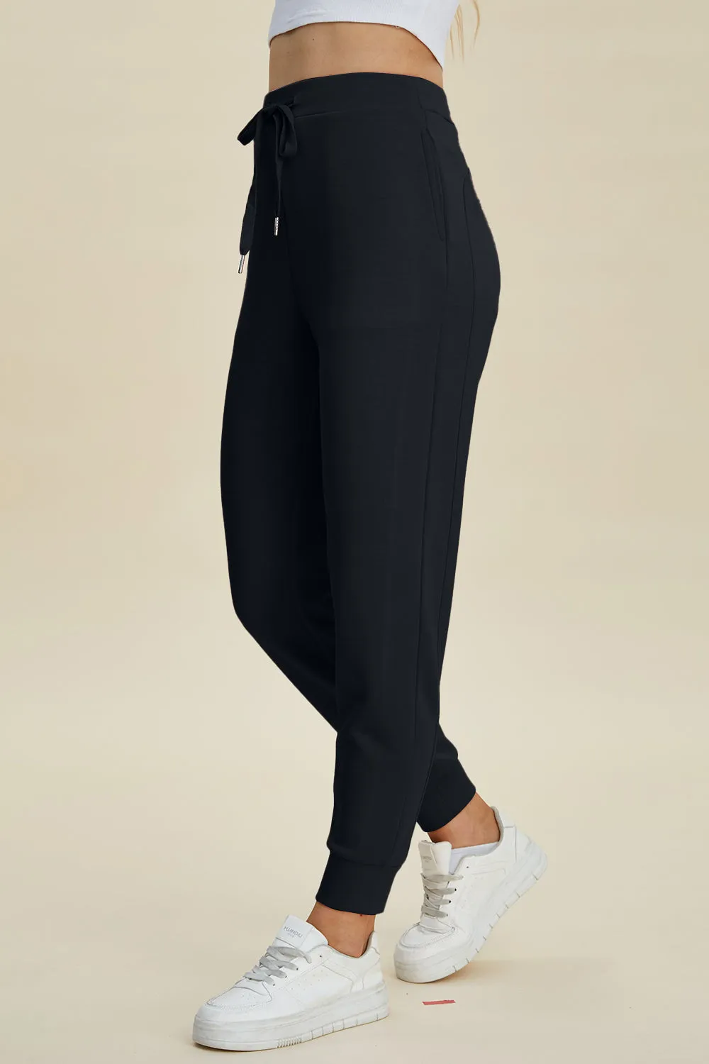 BELLE Basics Full Size Air Scuba Drawstring High Waist Joggers