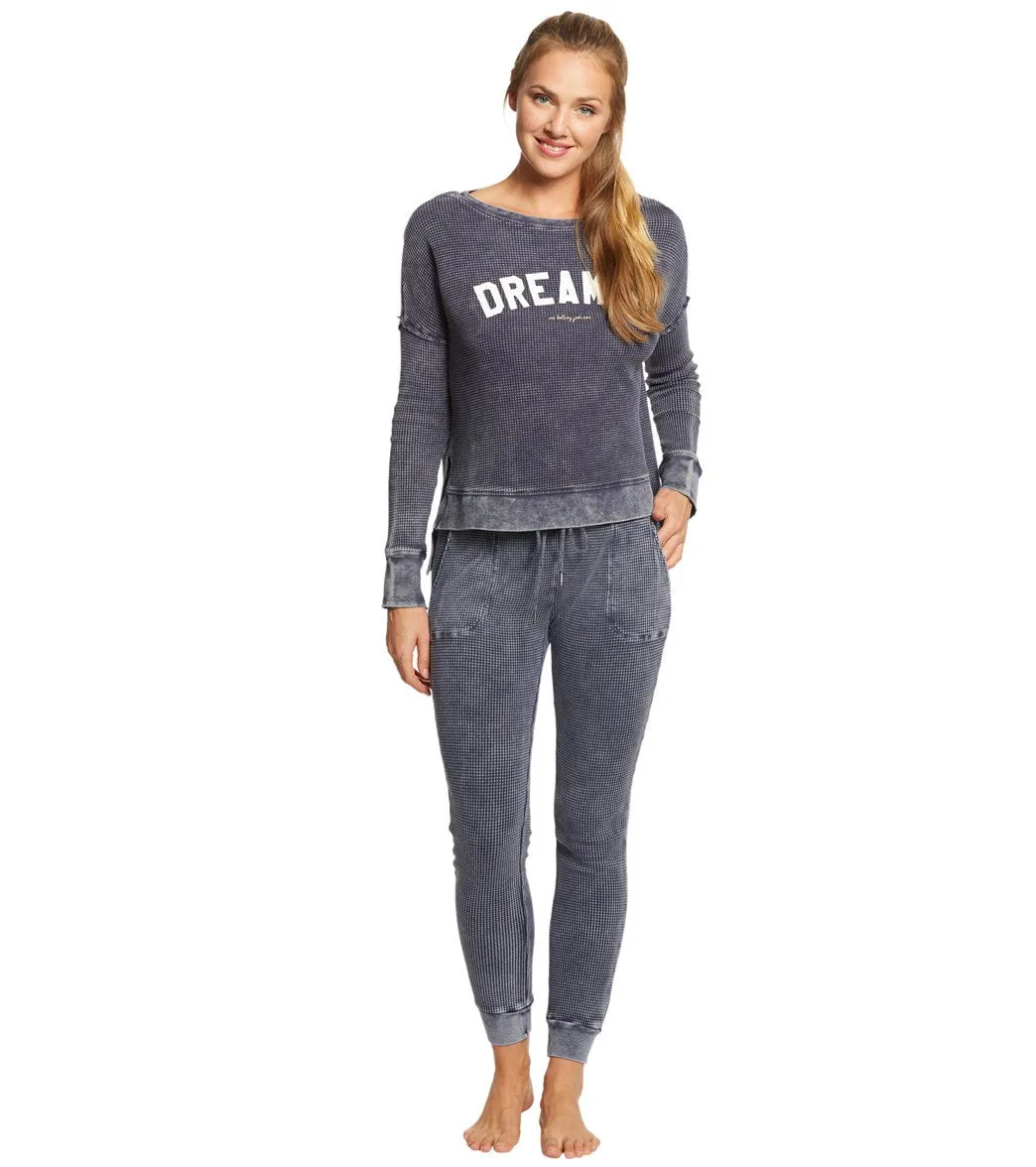 Betsey Johnson Performance Bleach Wash Waffle Joggers