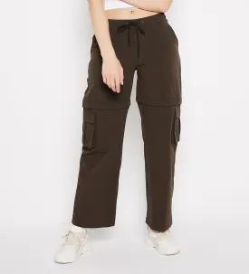 Brown Multi Functional Regular Cargo Pants for Women