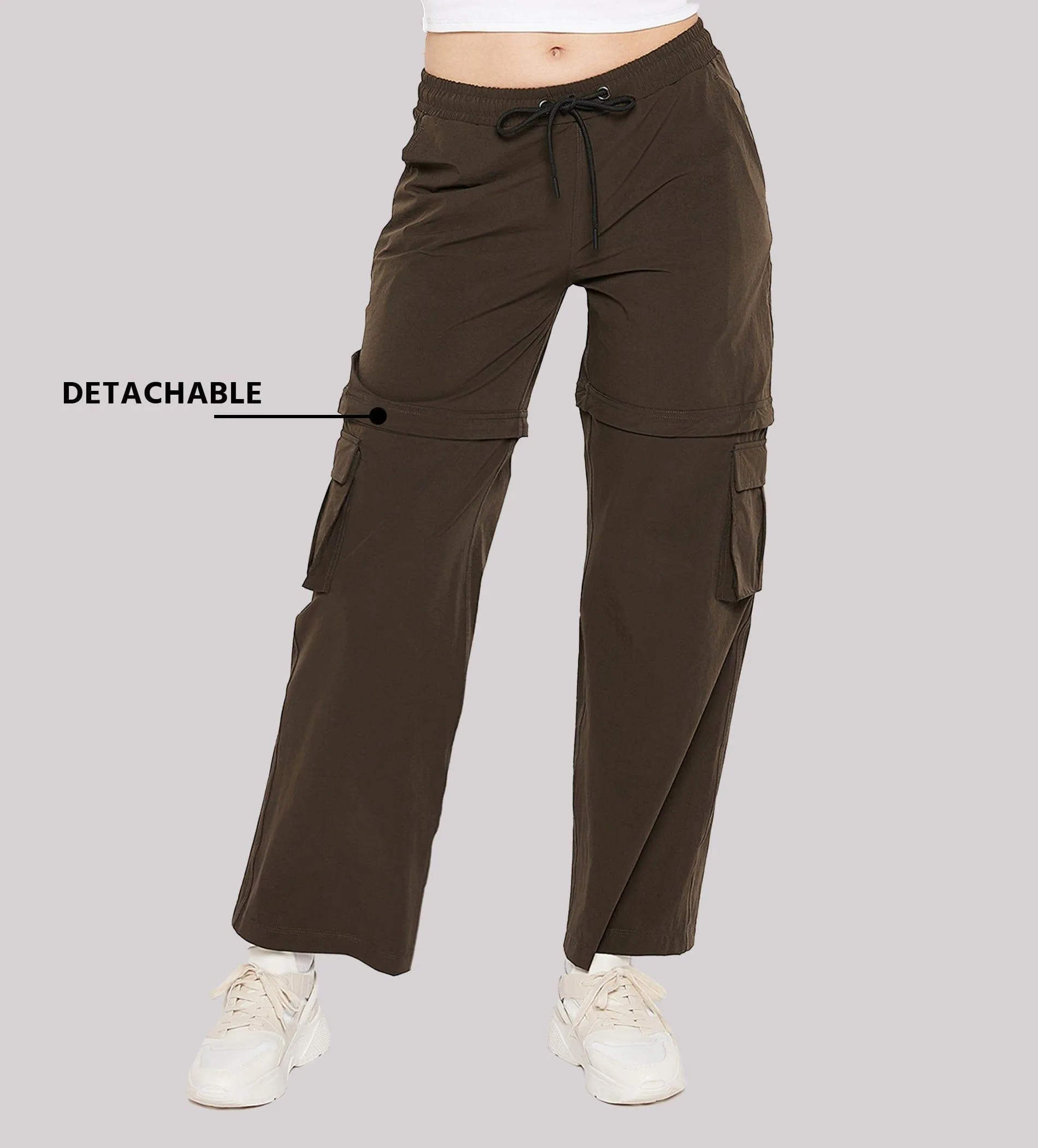 Brown Multi Functional Regular Cargo Pants for Women