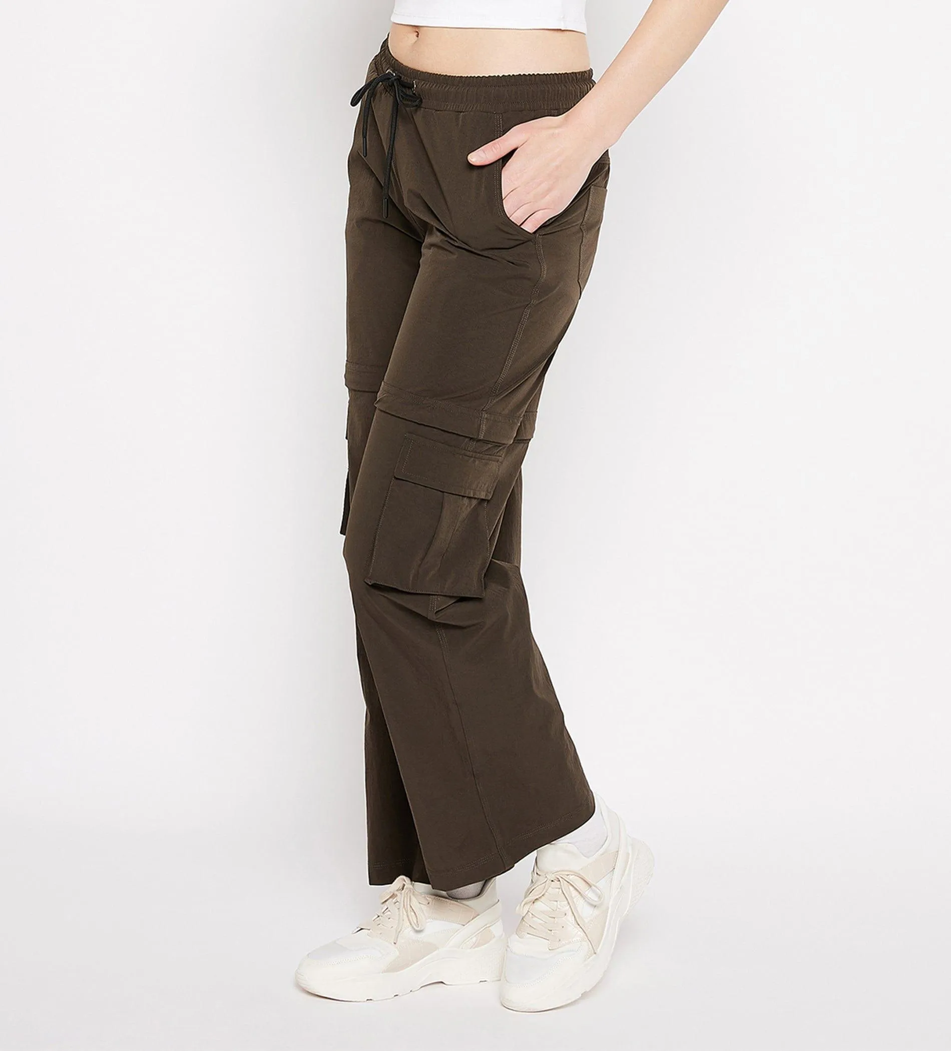Brown Multi Functional Regular Cargo Pants for Women