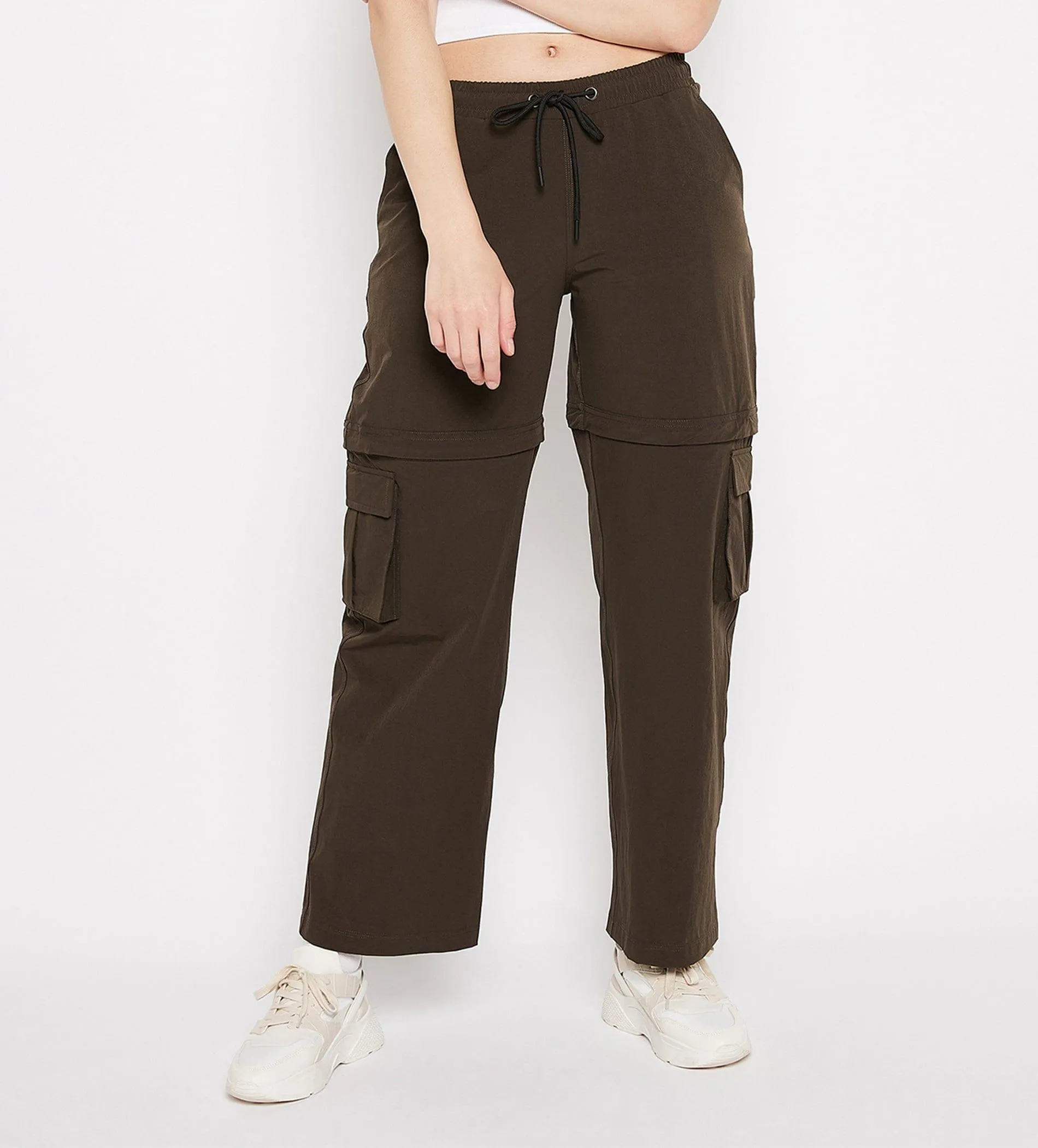 Brown Multi Functional Regular Cargo Pants for Women