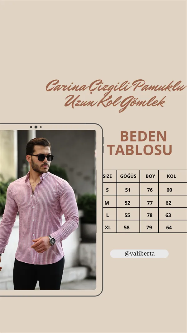 Carina Çizgili Pamuklu Uzun Kol Gömlek