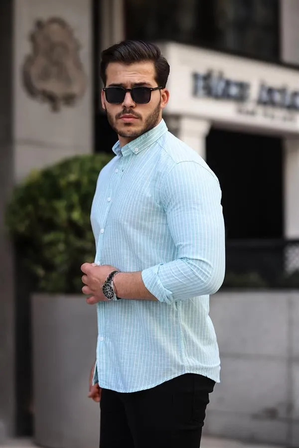 Carina Çizgili Pamuklu Uzun Kol Gömlek