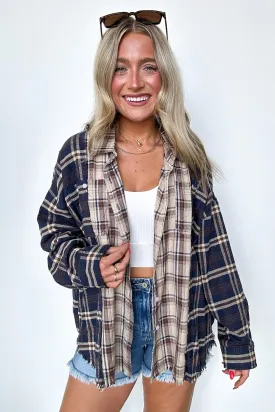 Casual Composure Color Block Plaid Raw Hem Button Down Top - FINAL SALE