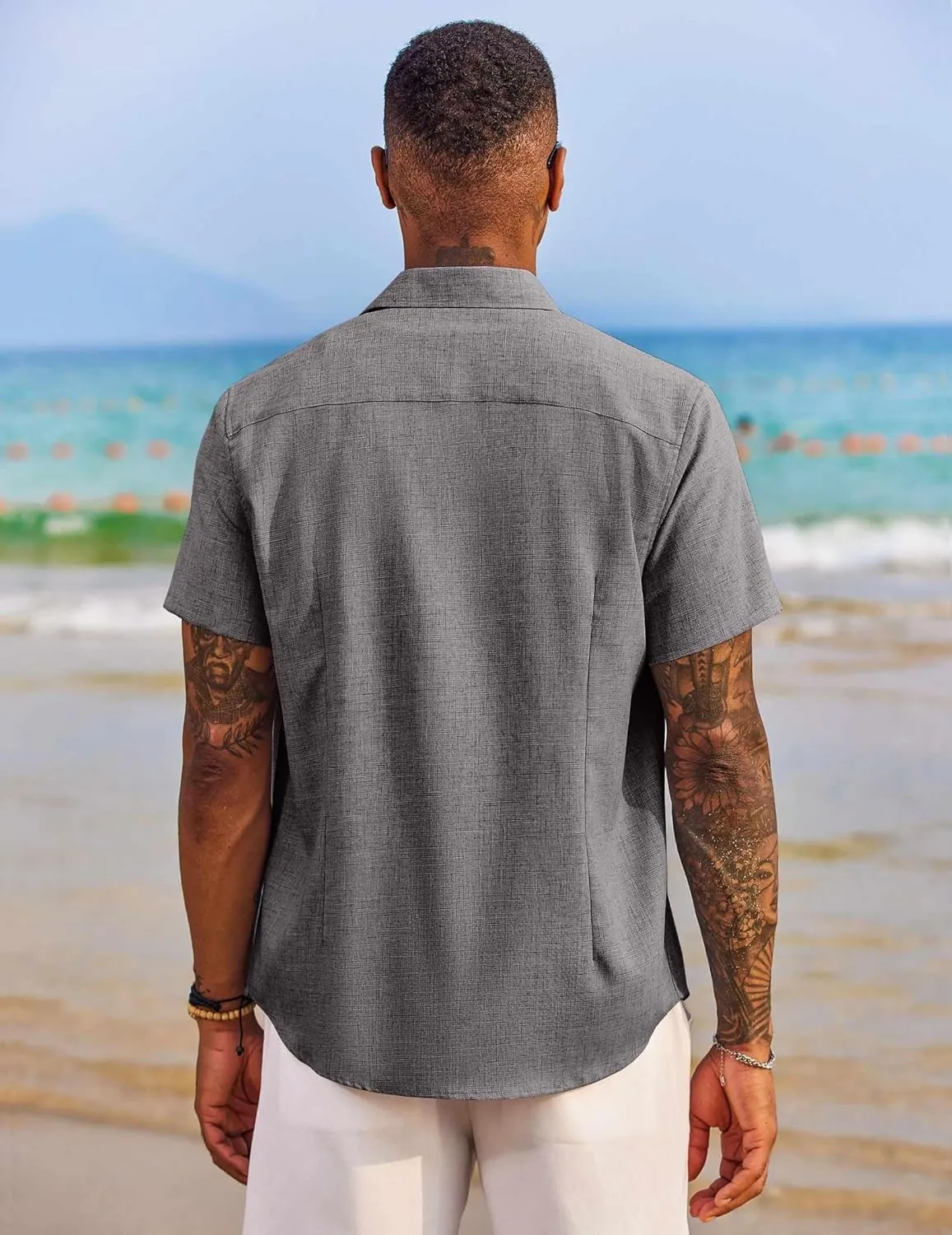 COOFANDY Men's Button Down Shirts Short Sleeve Casual Shirts Summer Beach Shirts Vacation Wedding Shirts with Pocket