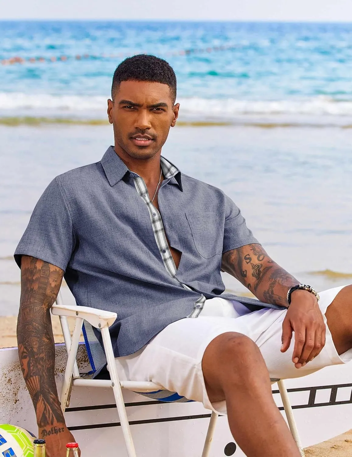 COOFANDY Men's Button Down Shirts Short Sleeve Casual Shirts Summer Beach Shirts Vacation Wedding Shirts with Pocket