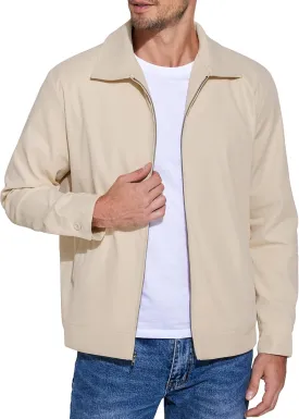 COOFANDY Men's Lightweight Zip Up Jacket Eisenhower Work Office Jackets Casual Golf Outwear