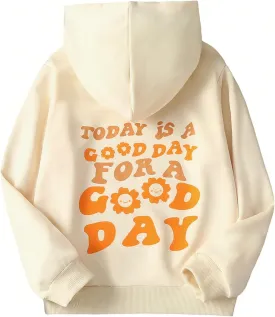 COZYEASE Girls' Letter Graphic Print Cute Hoodies Long Sleeve Pullover Hoodie Sweatshirt