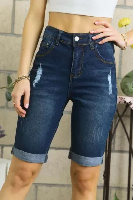 Distressed Denim Shorts