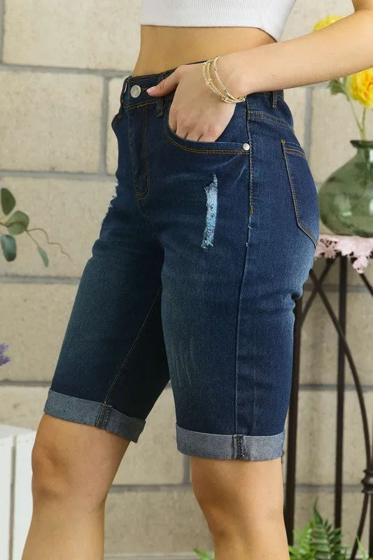 Distressed Denim Shorts