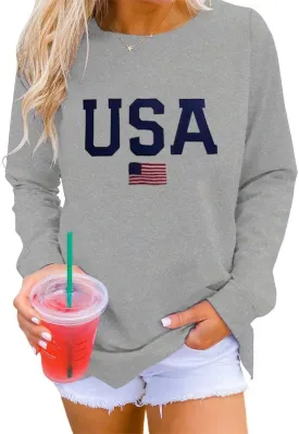 Dressmine Womens Casual Long Sleeve Graphic Tee Shirts Crew Neck Sweatshirts Pullover Tops for Women