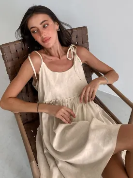 Easy Breezy Babe Tie-Strap Mini LInen Style Dress
