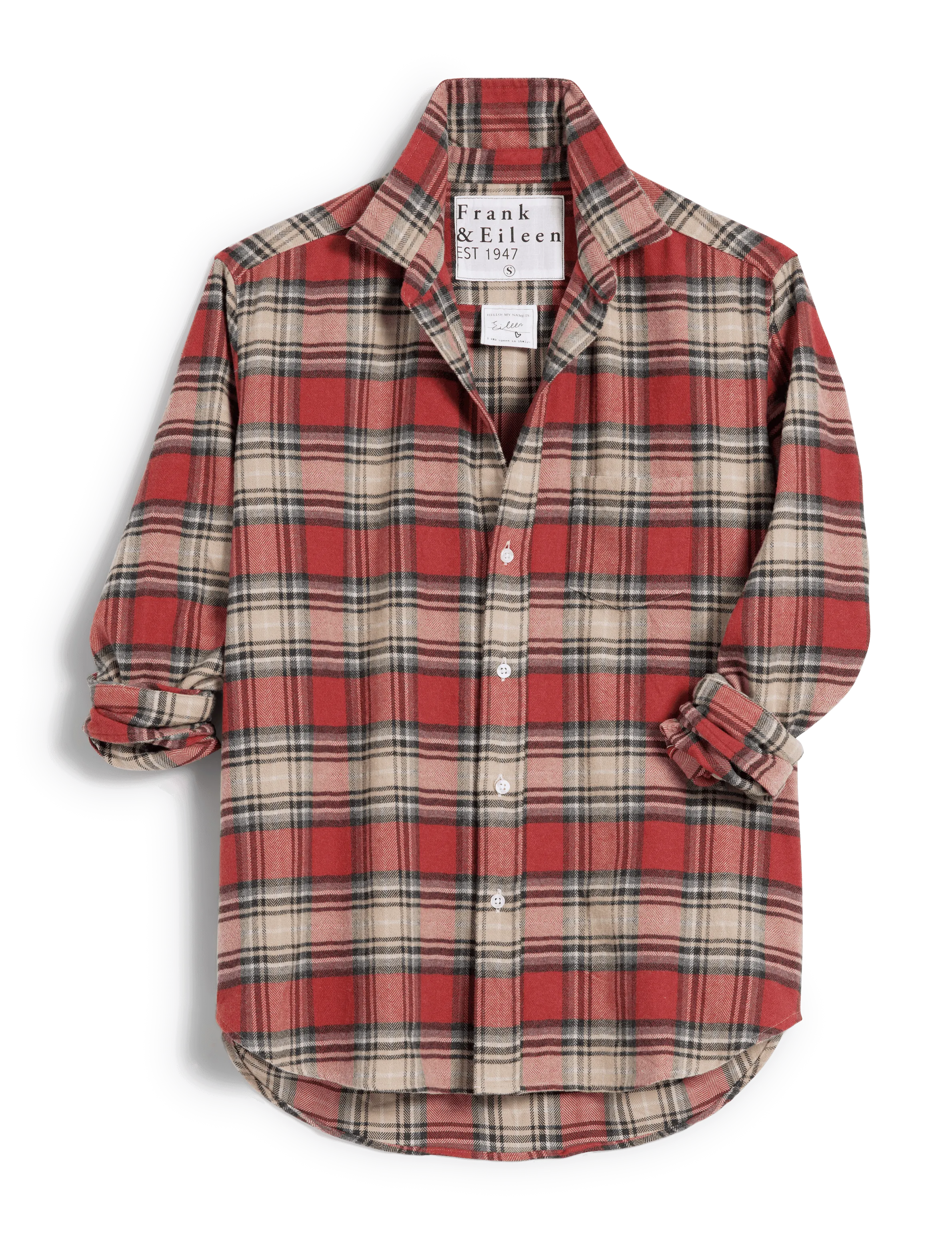 EILEEN Washed Red Plaid, Italian Flannel