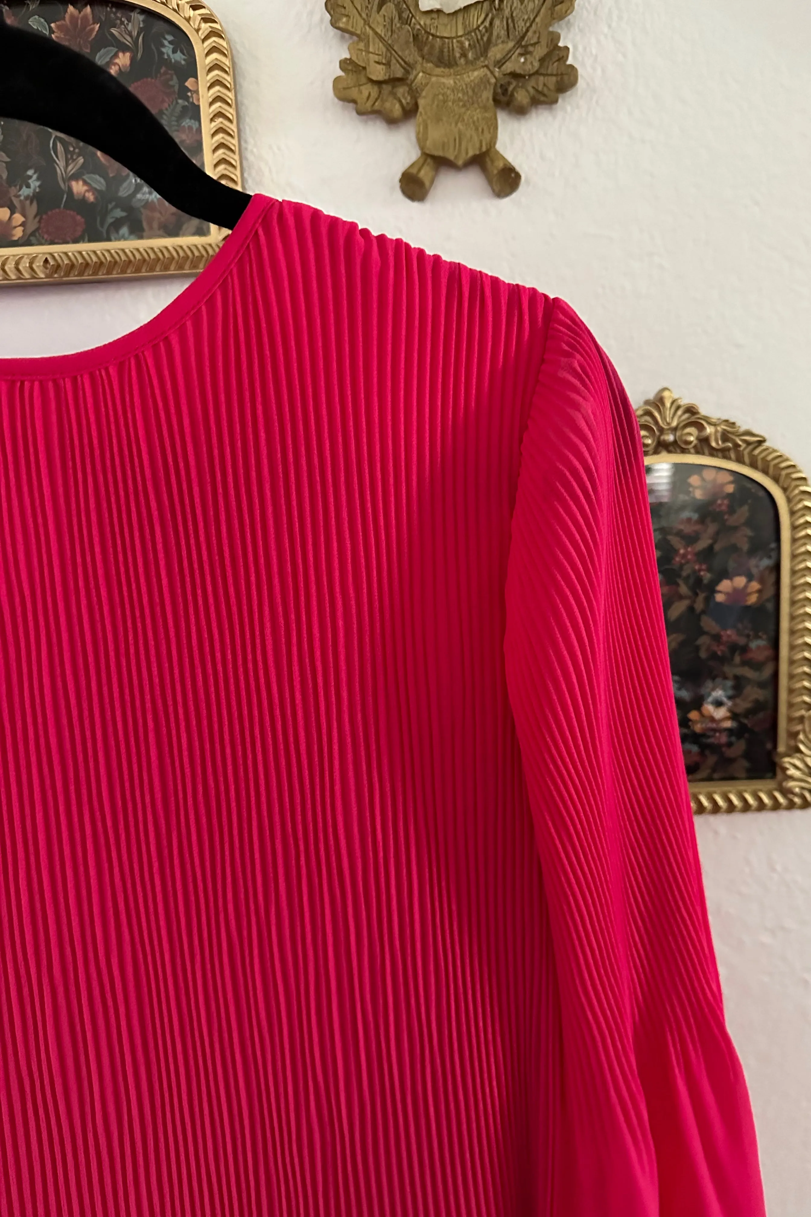 Emma Fuchsia Pink Pleated Dress
