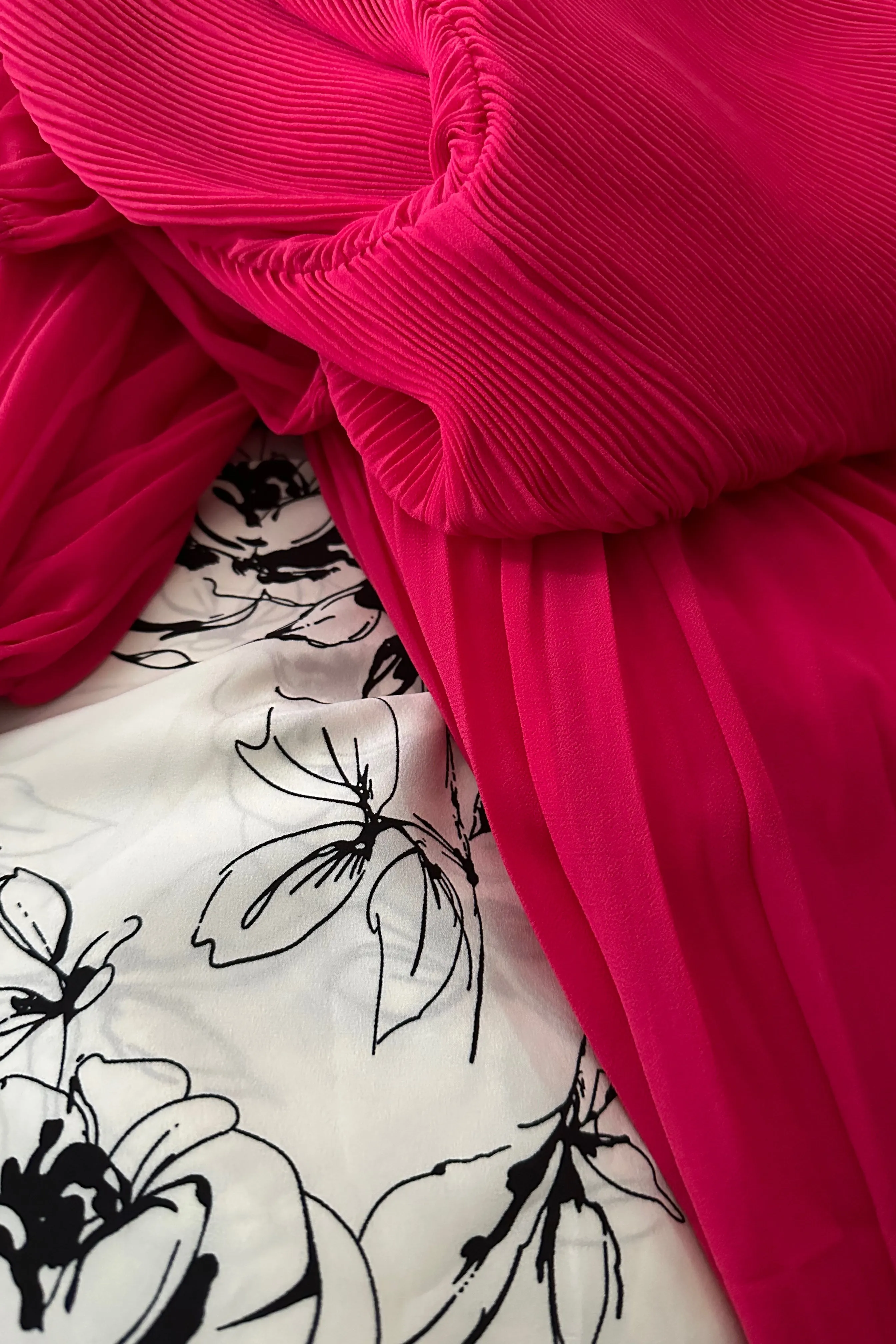 Emma Fuchsia Pink Pleated Dress