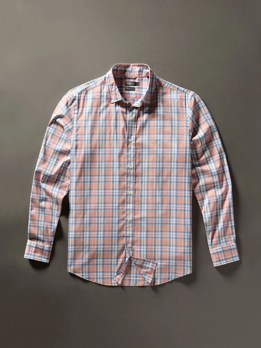 Faherty Movement Shirt in Ocean Coral Plaid