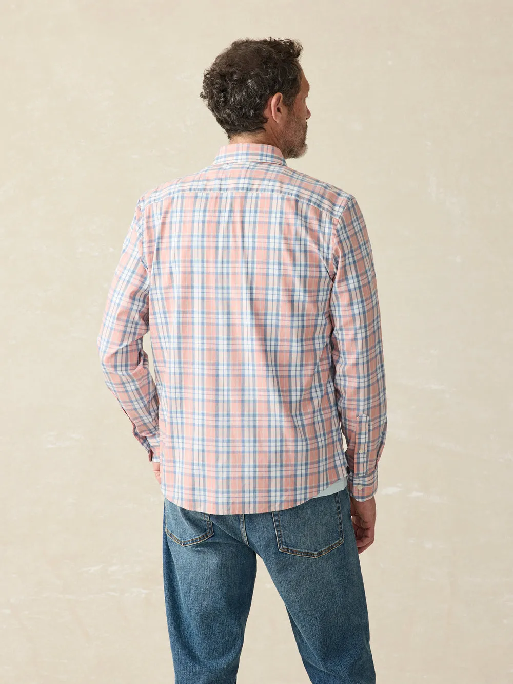 Faherty Movement Shirt in Ocean Coral Plaid