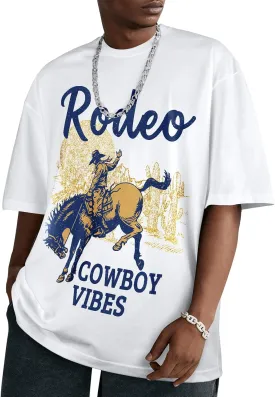 Flafens Oversized Tshirts for Men - Graphic T Shirt Tees Crewneck Short Sleeve Loose Top Over Sized Pattern Print Tops