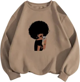 Floerns Women's Graphic Oversized Sweatshirts Long Sleeve Crew Neck Drop Shoulder Pullover Sweatshirt