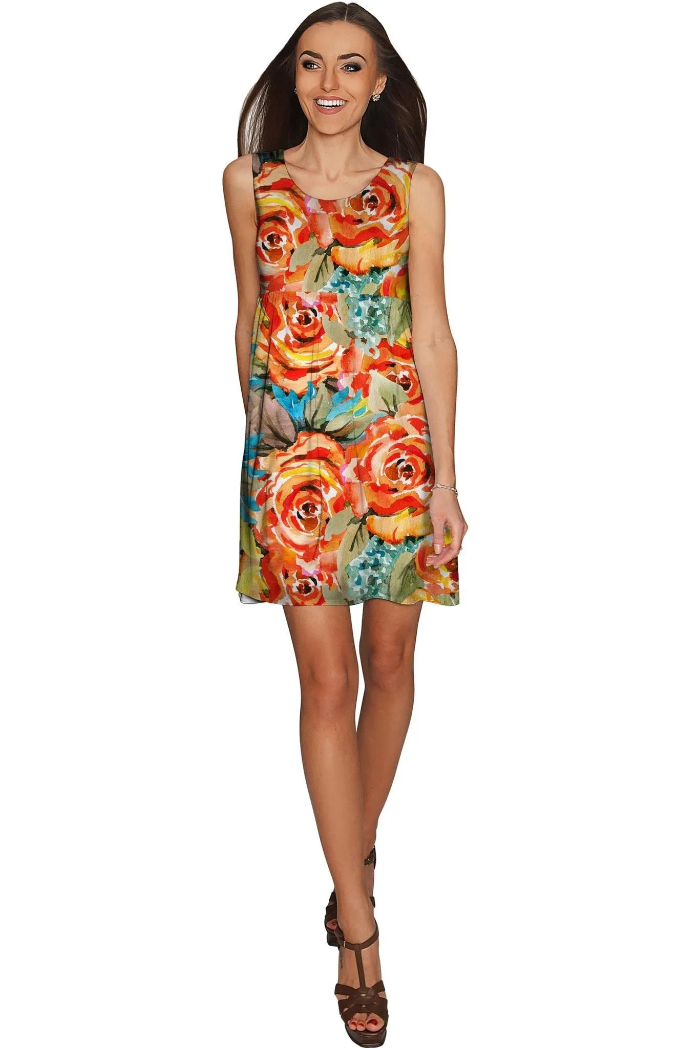 Fox Sanibel Empire Waist Yellow Flower Print Dress - Women