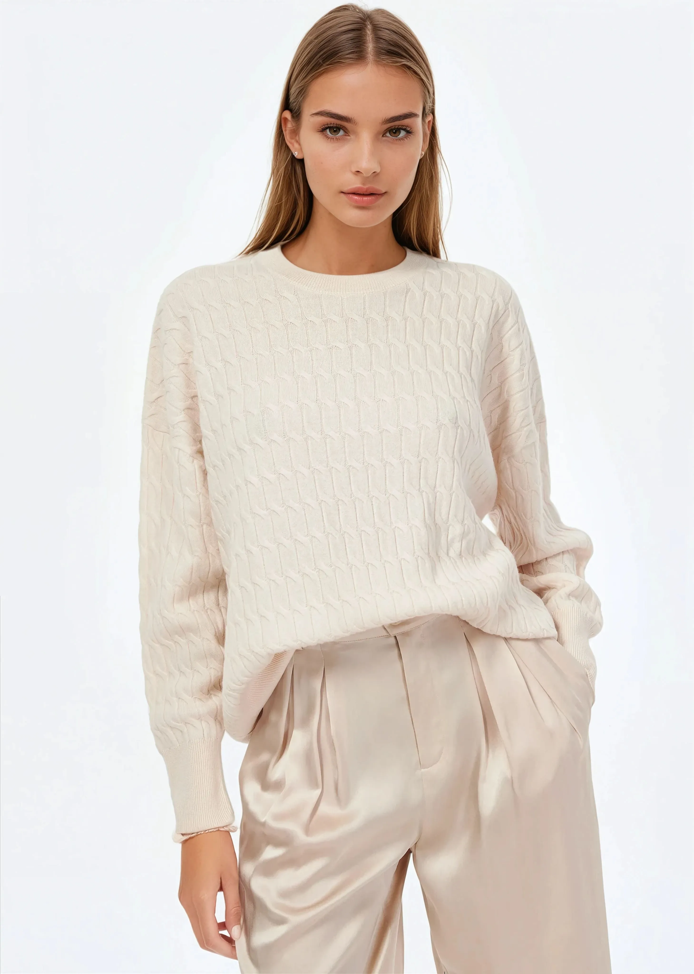 Giana Cable Knit Sweater Cannoli