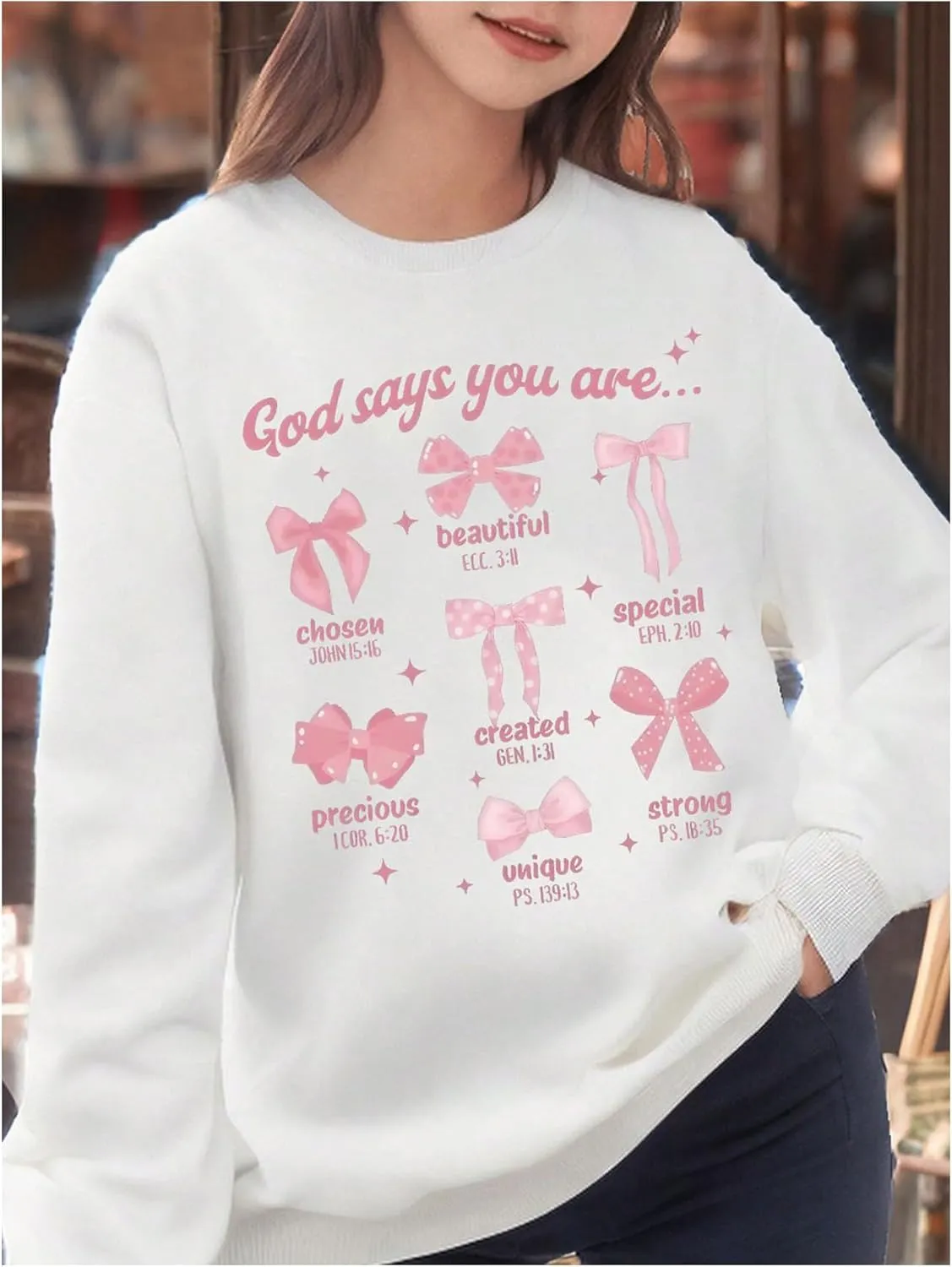 Girl's Cartoon Graphic Long Sleeve Crewneck Sweatshirts Drop Shoulder Cute Pullover Tops T Shirt