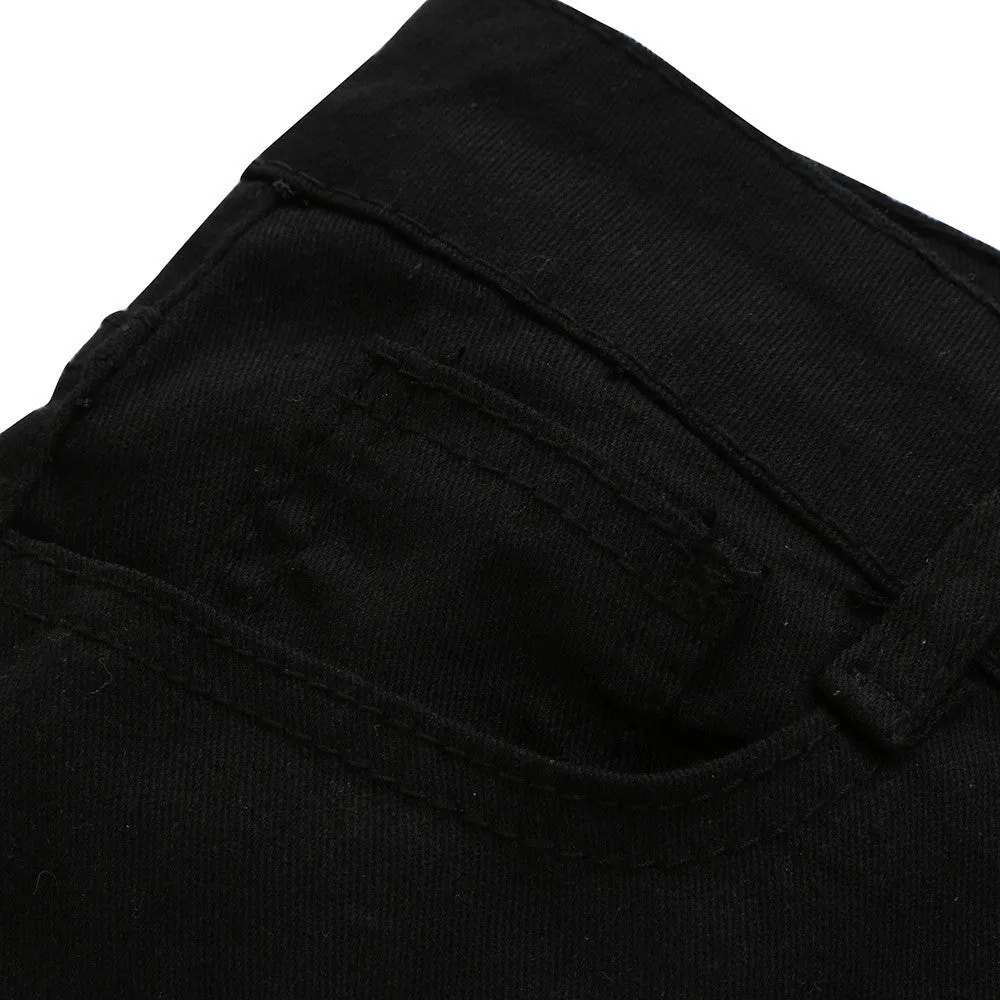 High Waist Stretch Slim Pencil Skinny Ripped Holes Jeans
