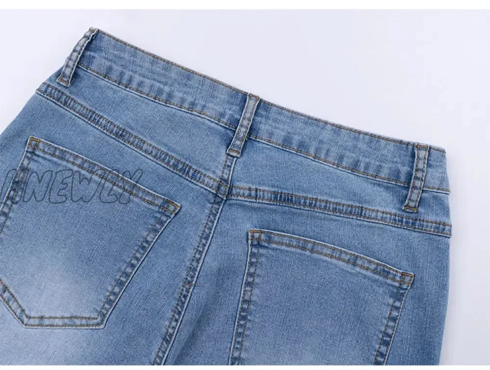 Hnewly Shaping Skinny Jeans Women High Waist Stretch Ripped Denim Pants Hip Fit Leggings Slim Elastic Mom Jean Casual Comfy Trousers