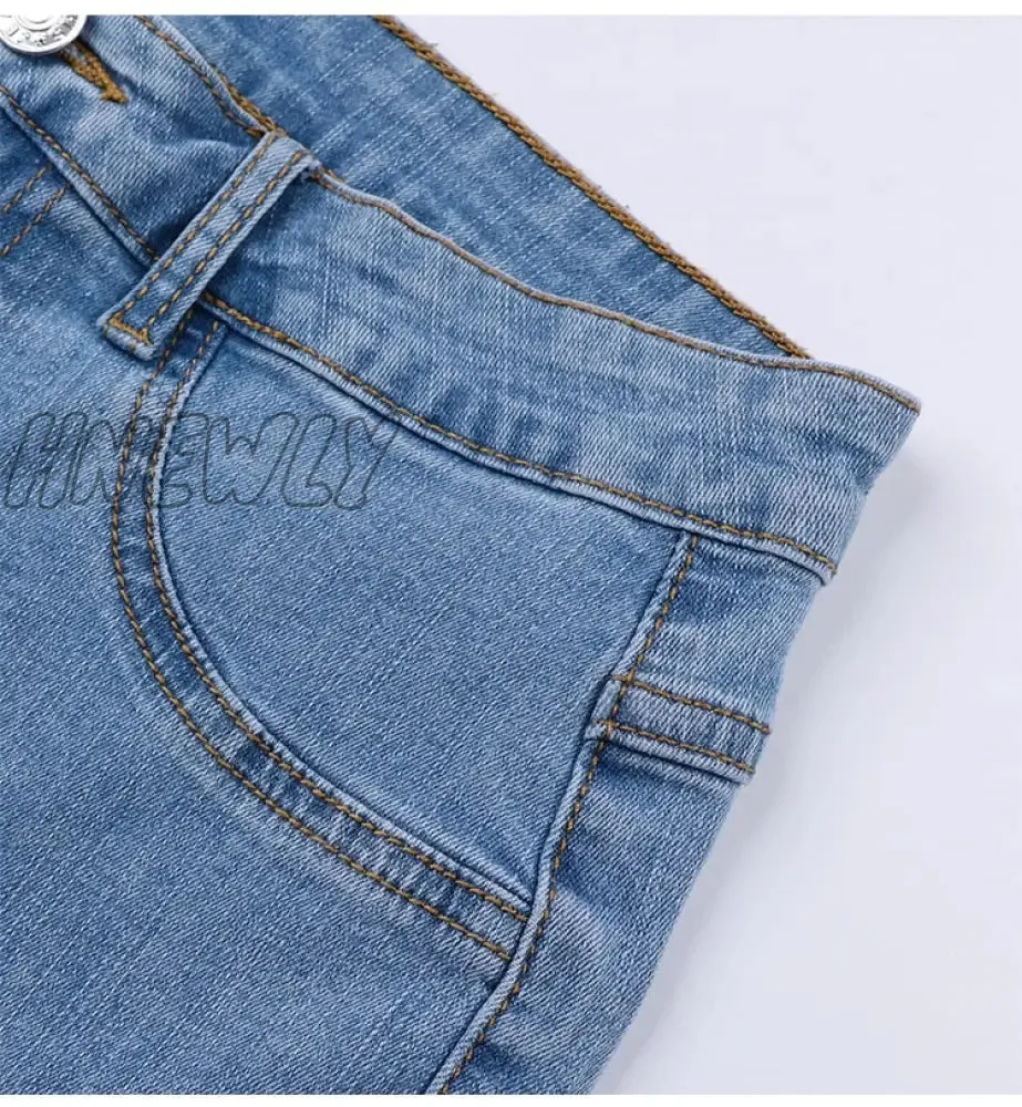 Hnewly Shaping Skinny Jeans Women High Waist Stretch Ripped Denim Pants Hip Fit Leggings Slim Elastic Mom Jean Casual Comfy Trousers