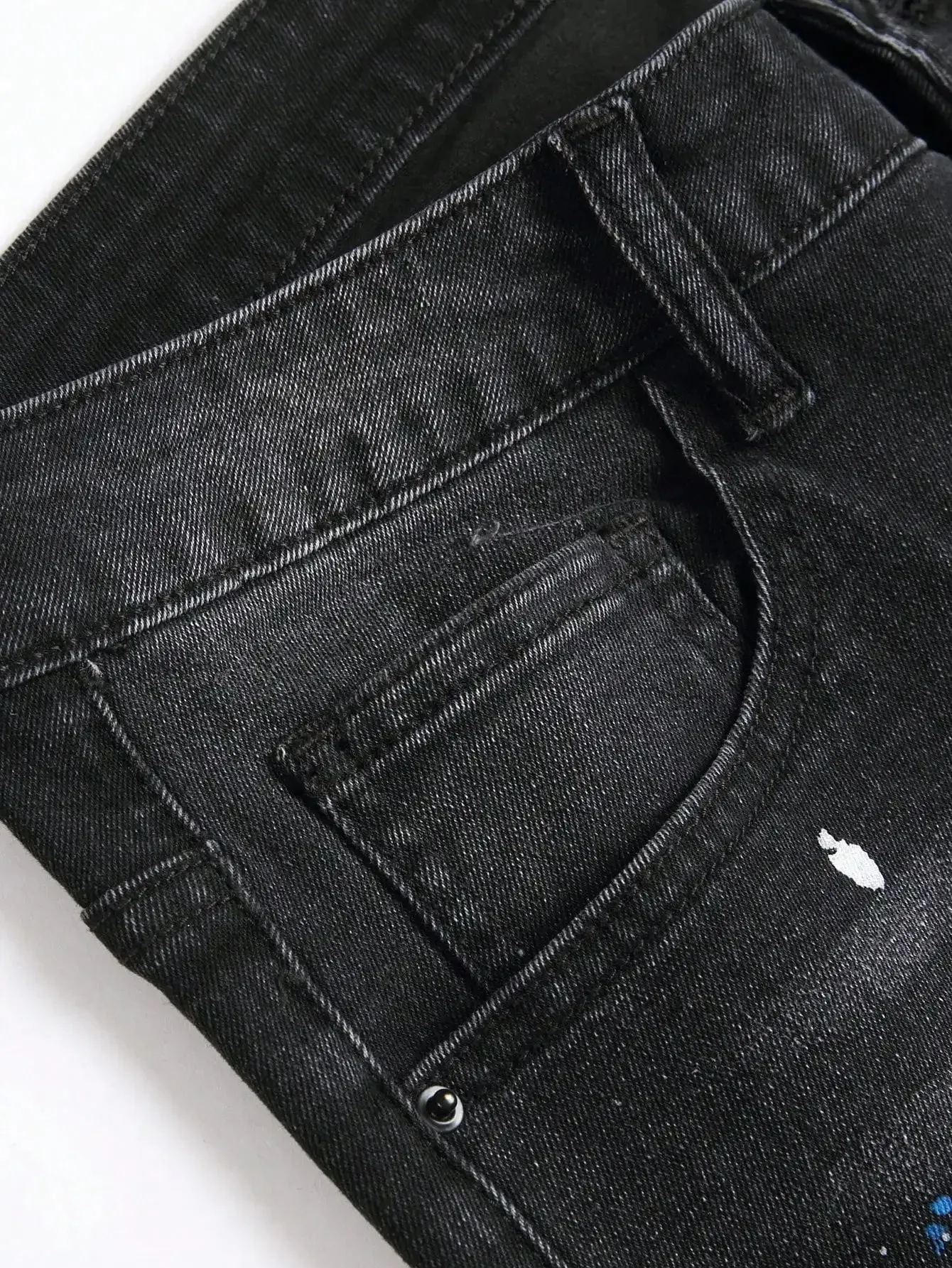 Hnzxzm Men y2k Stretchy Skinny Denim Jeans For Men Casual pants Ripped Patchwork Hole Slim Fit Denim Hip Hop Black Straight Trousers