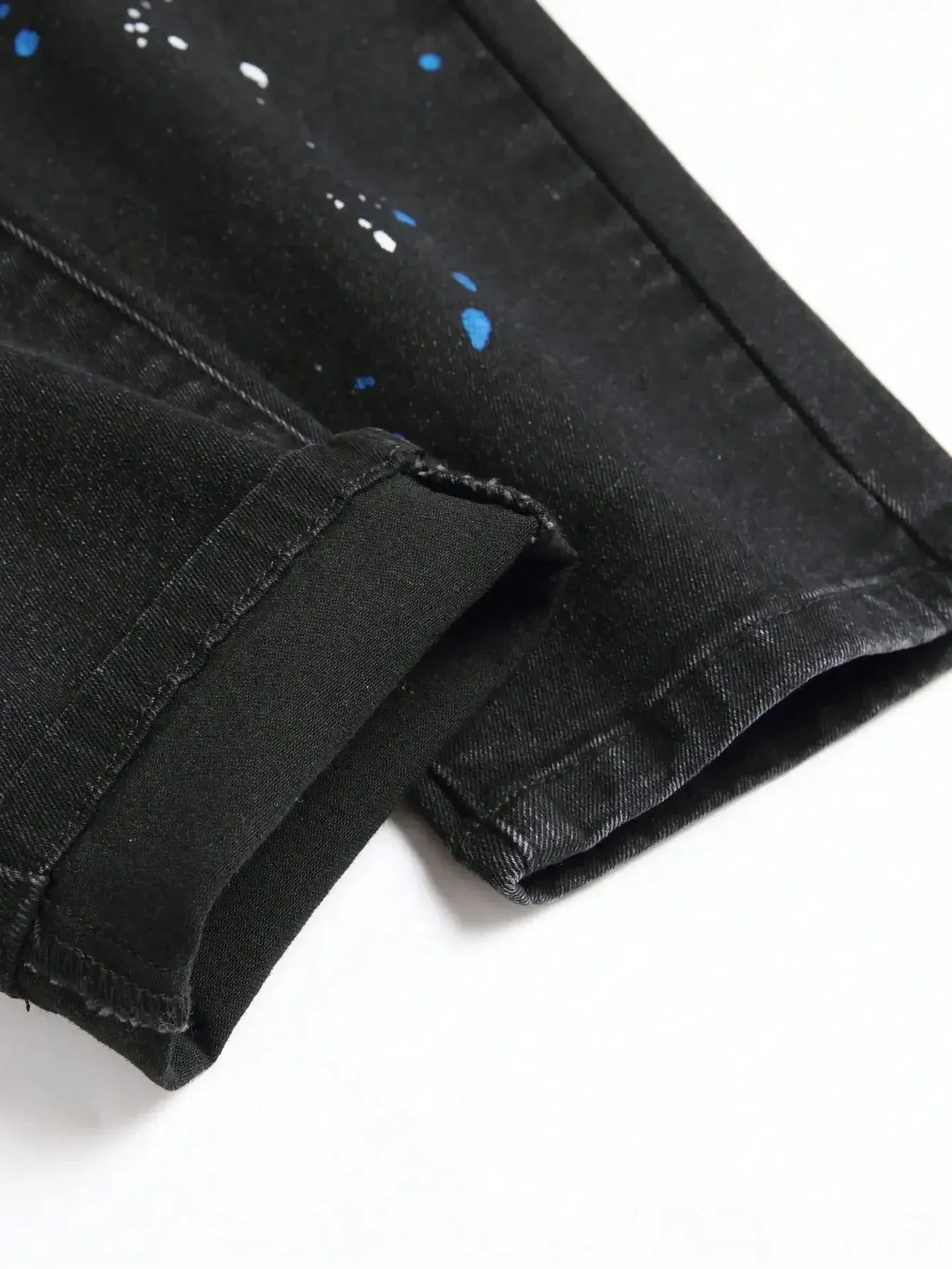 Hnzxzm Men y2k Stretchy Skinny Denim Jeans For Men Casual pants Ripped Patchwork Hole Slim Fit Denim Hip Hop Black Straight Trousers