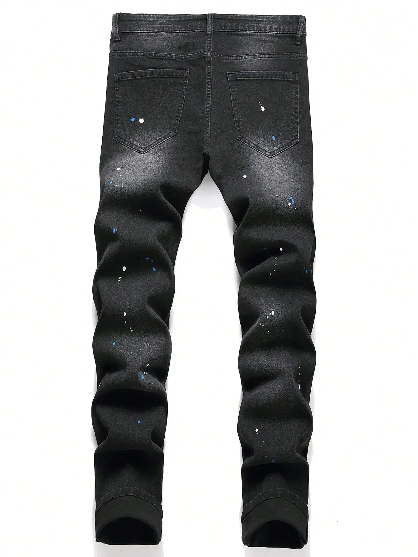 Hnzxzm Men y2k Stretchy Skinny Denim Jeans For Men Casual pants Ripped Patchwork Hole Slim Fit Denim Hip Hop Black Straight Trousers