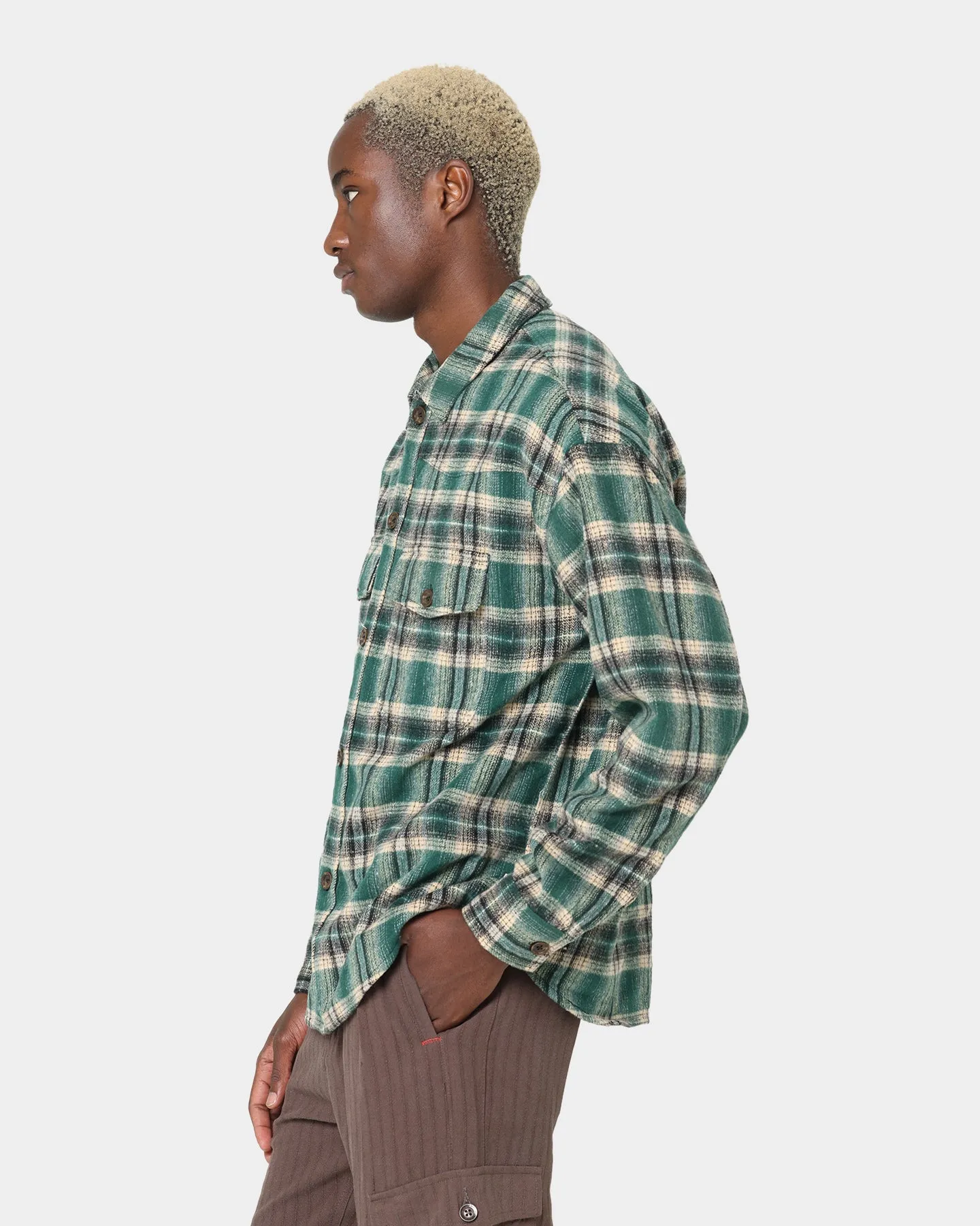 Honor The Gift Nostalgia Flannel Long Sleeve Shirt Green