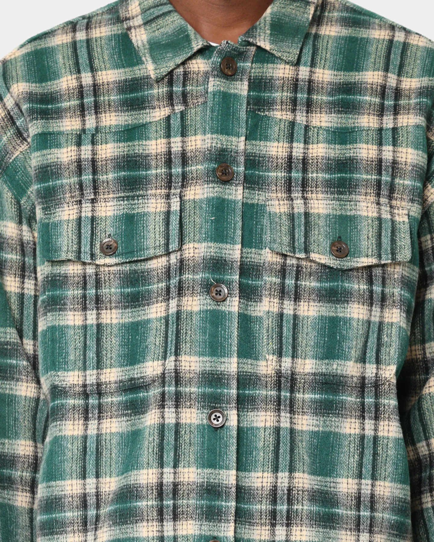 Honor The Gift Nostalgia Flannel Long Sleeve Shirt Green