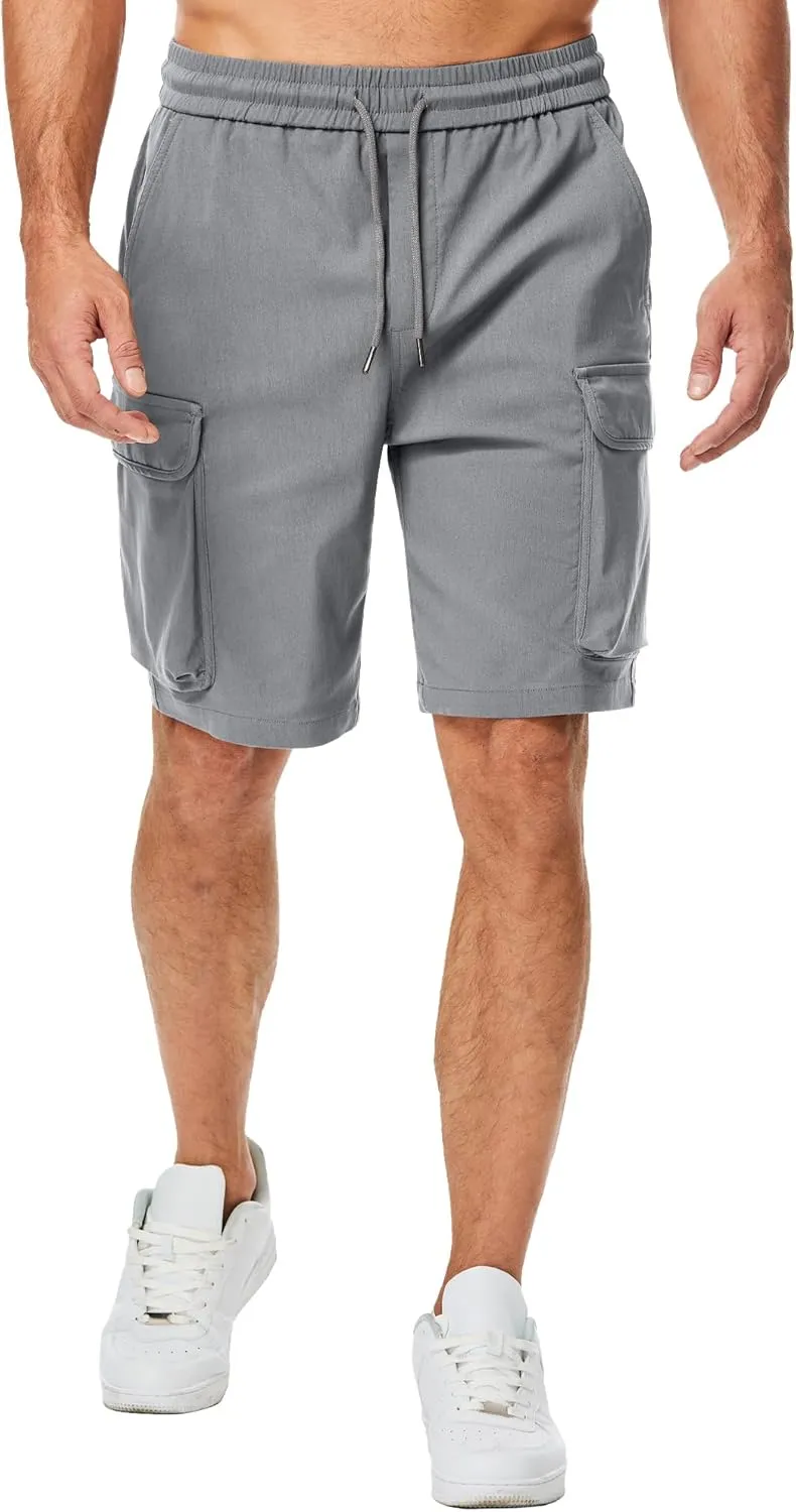 JMIERR Men's Stretch Cargo Shorts Casual Drawstring Classic Relaxed Fit Summer Short with Multi Pockets