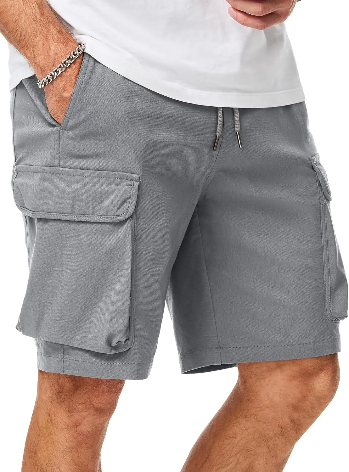 JMIERR Men's Stretch Cargo Shorts Casual Drawstring Classic Relaxed Fit Summer Short with Multi Pockets