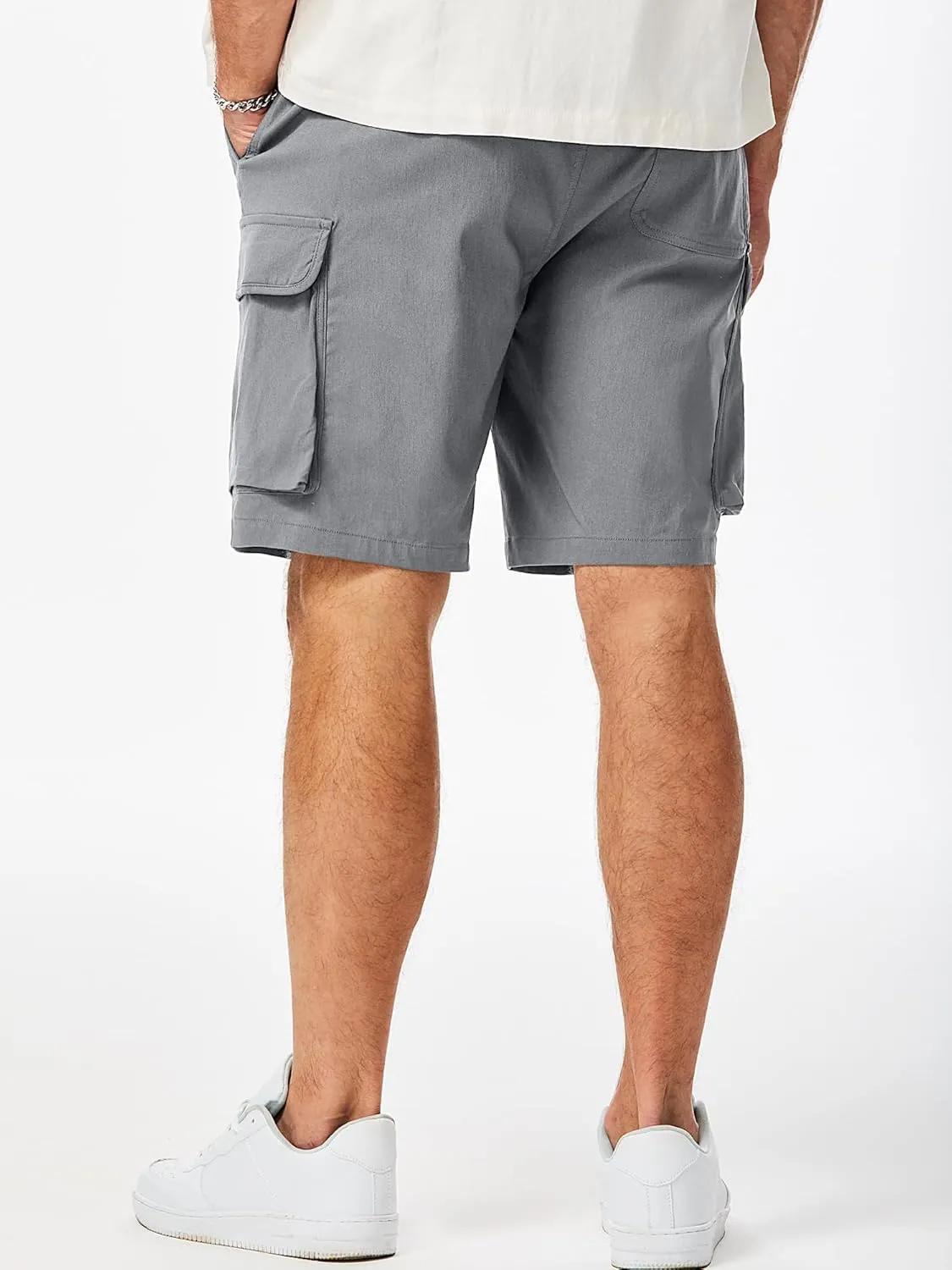 JMIERR Men's Stretch Cargo Shorts Casual Drawstring Classic Relaxed Fit Summer Short with Multi Pockets